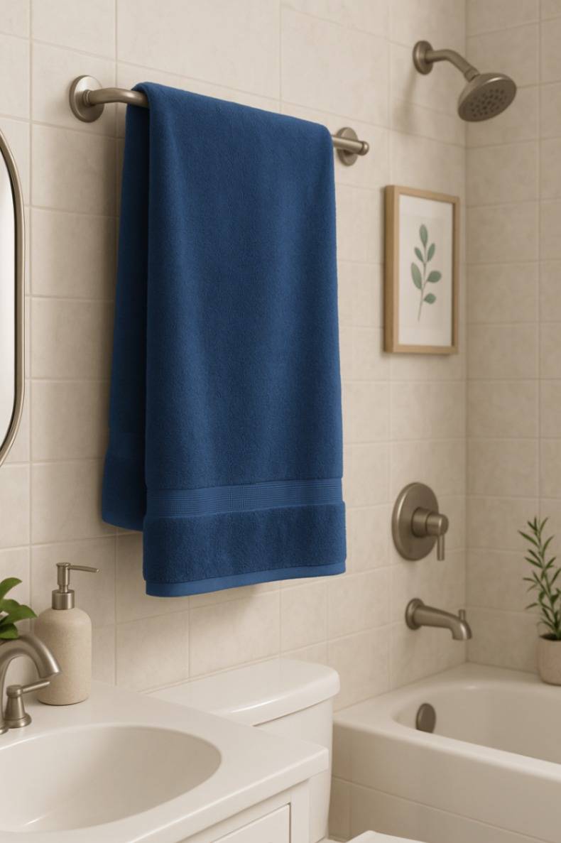 Blue Cotton Bath Towel – Kaibee (photo 1 of 4) – KaiBee