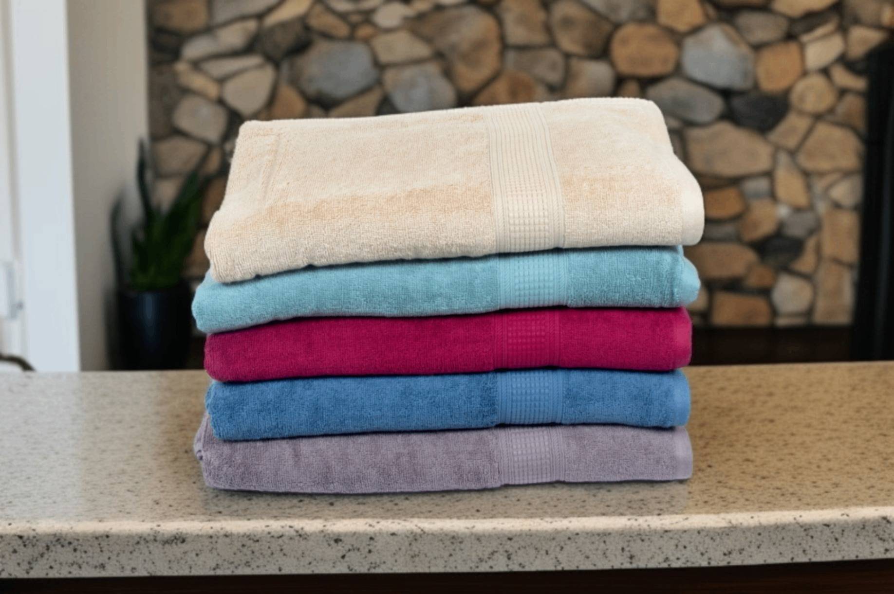 Blue Cotton Bath Towel – Kaibee (photo 3 of 4) – KaiBee