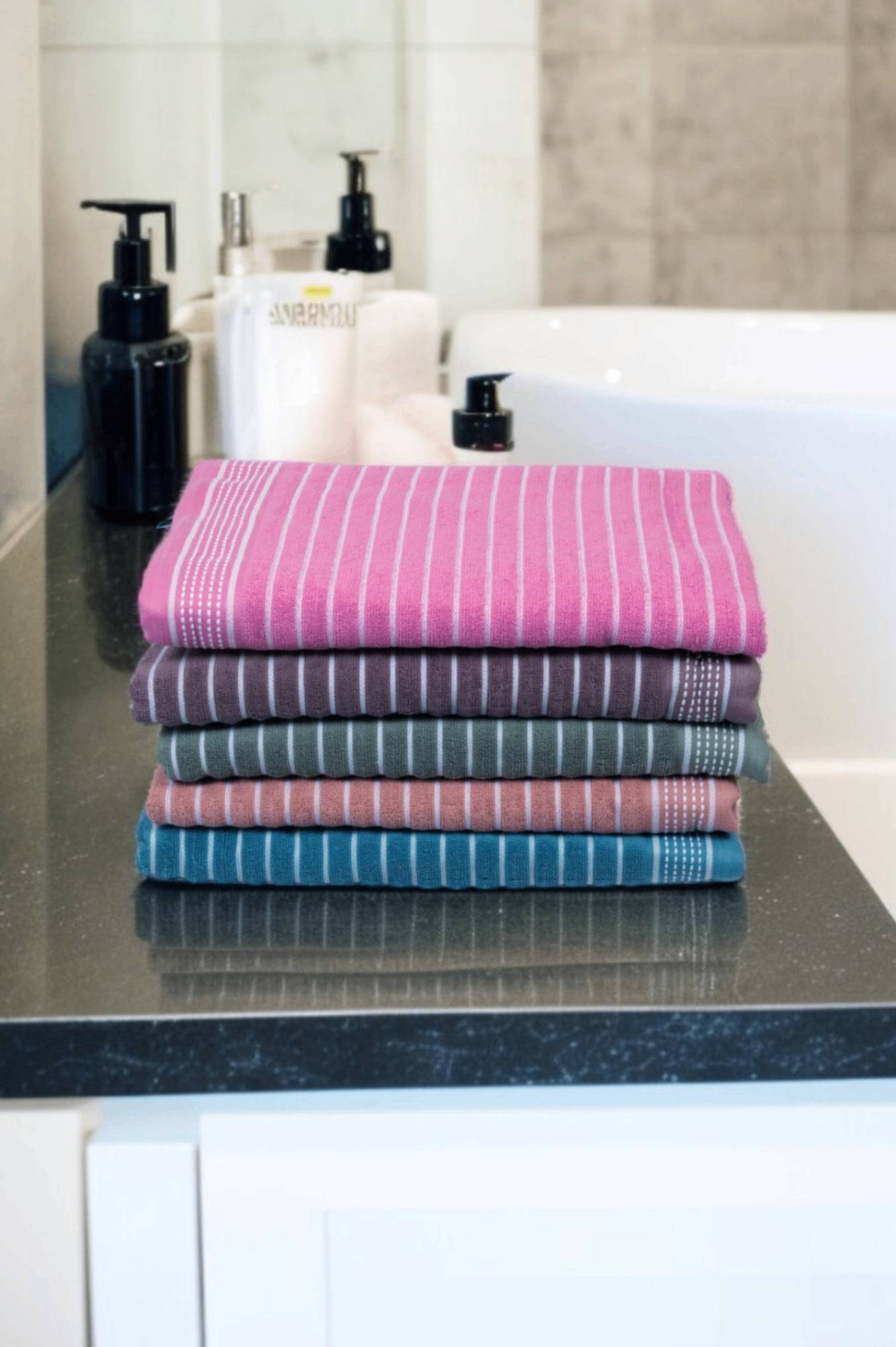 Striped Brown Cotton Bath Towel – Kaibee (photo 3 of 4) – KaiBee