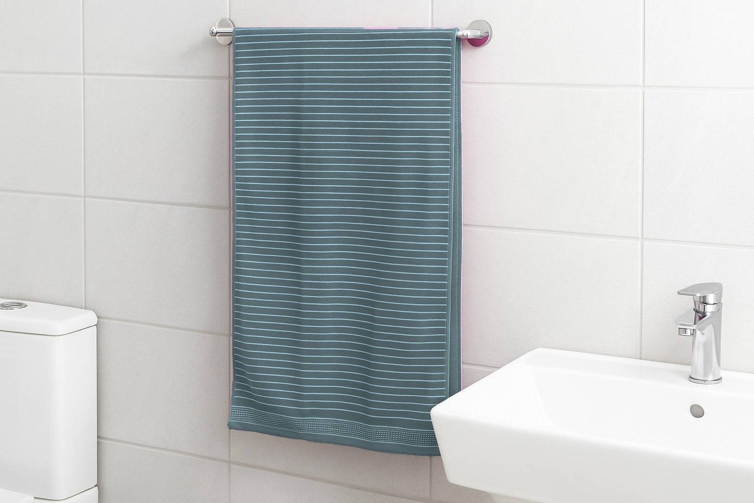Striped Turquoise Cotton Bath Towel – Kaibee (photo 1 of 4) – KaiBee