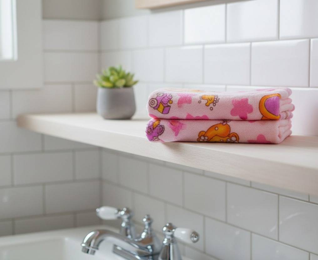 Soft Pink Cartoon Print Baby Bath Towel  – Pink Kaibee (photo 3 of 3) – KaiBee