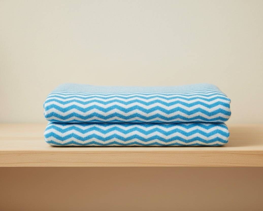 Soft Blue Zigzag Pattern Baby Bath Towel – Blue Kaibee (photo 4 of 4) – KaiBee