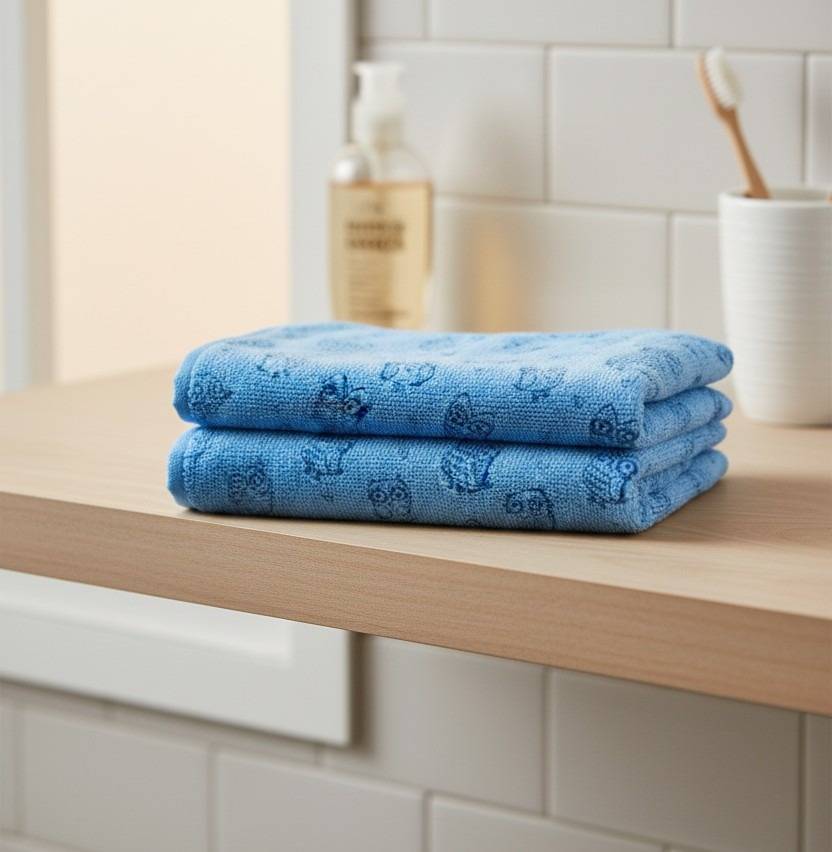 Soft Blue Cartoon Owl Print Baby Bath Towel – Blue Kaibee (photo 2 of 3) – KaiBee