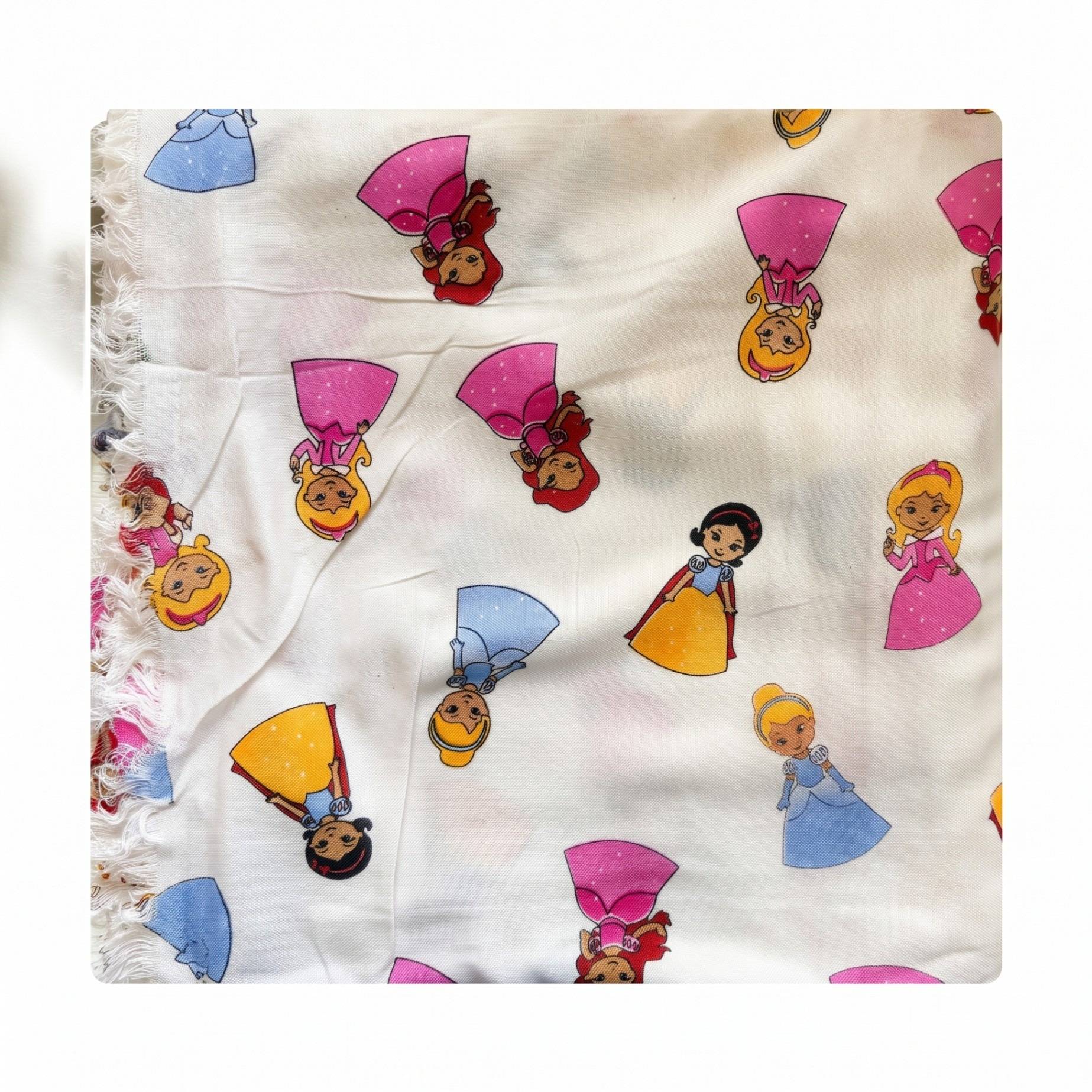 Printed Cotton Shawl With Princess – White Kaibee (photo 2 of 2) – KaiBee