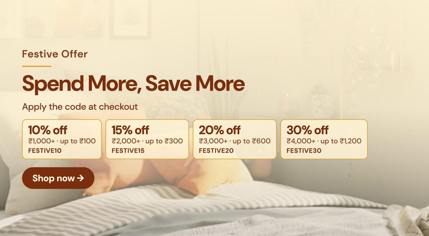 Festive offer — save more as you spend more, up to 30% off