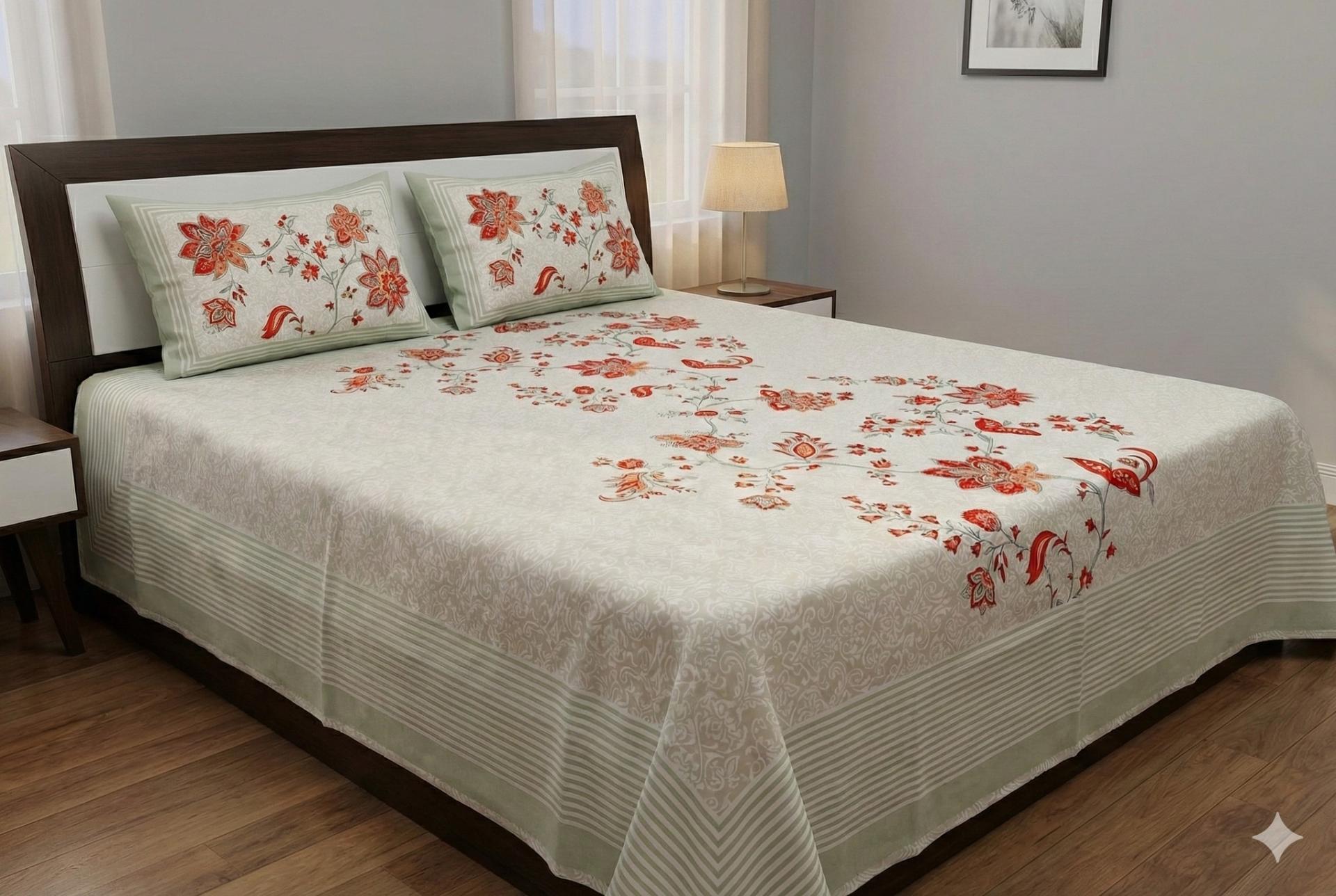 Floral Bedsheet with Ethnic Motifs – image 0