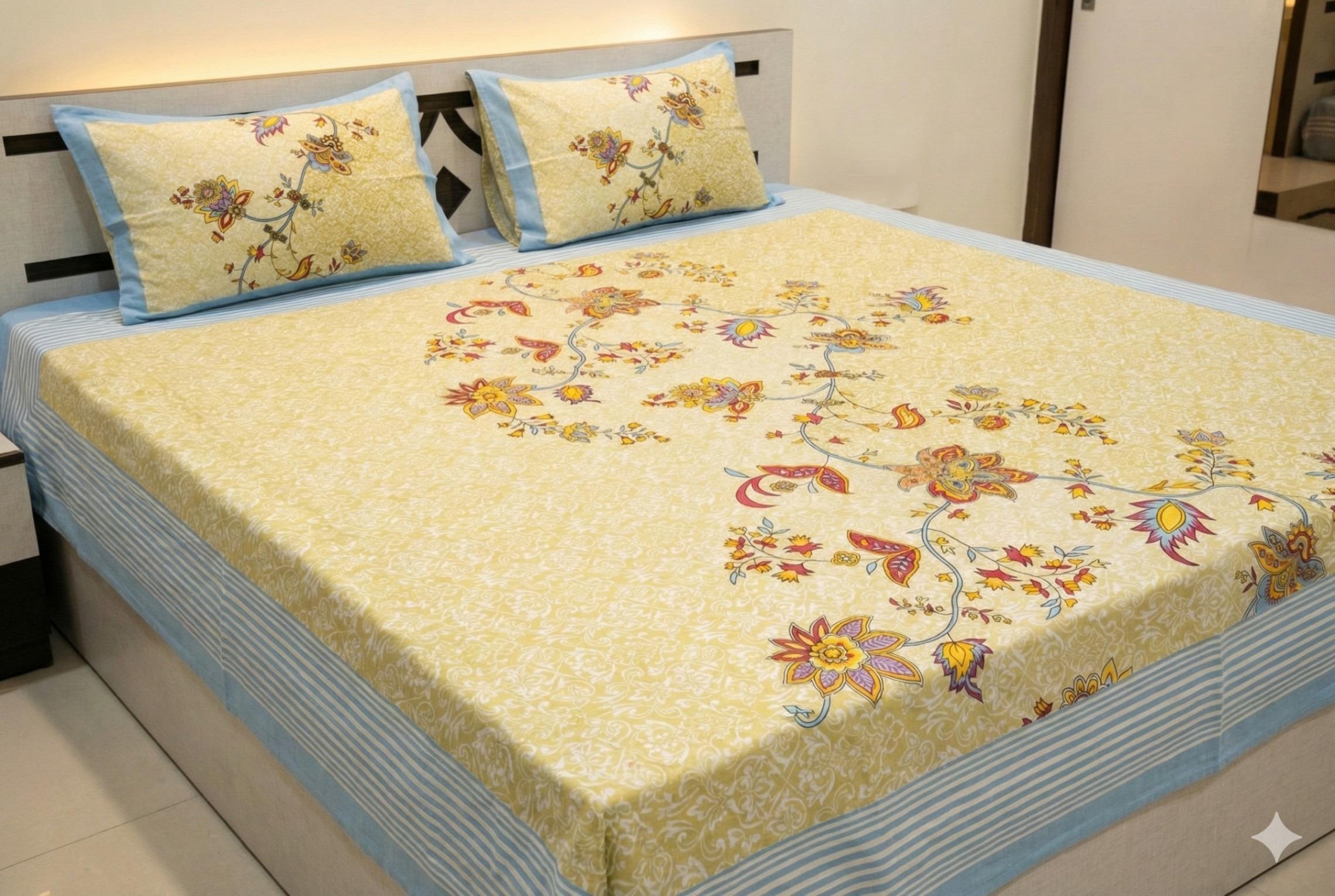 Floral Bedsheet with Ethnic Motifs