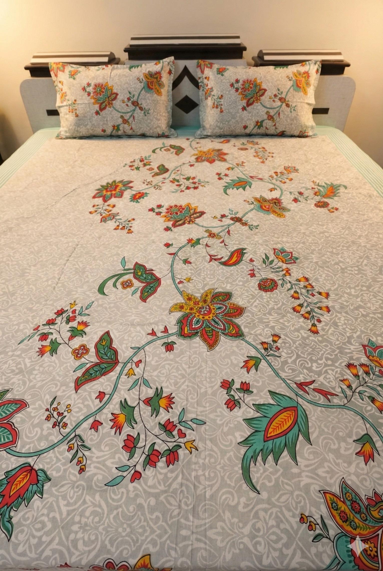 Floral Bedsheet with Ethnic Motifs – image 0