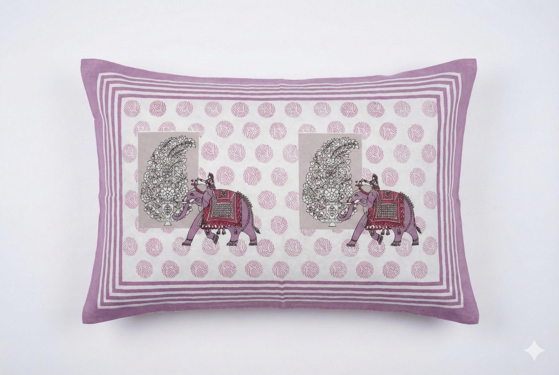 Ivory Elephant Motif Ethnic Cotton Bedsheet Set – image 2