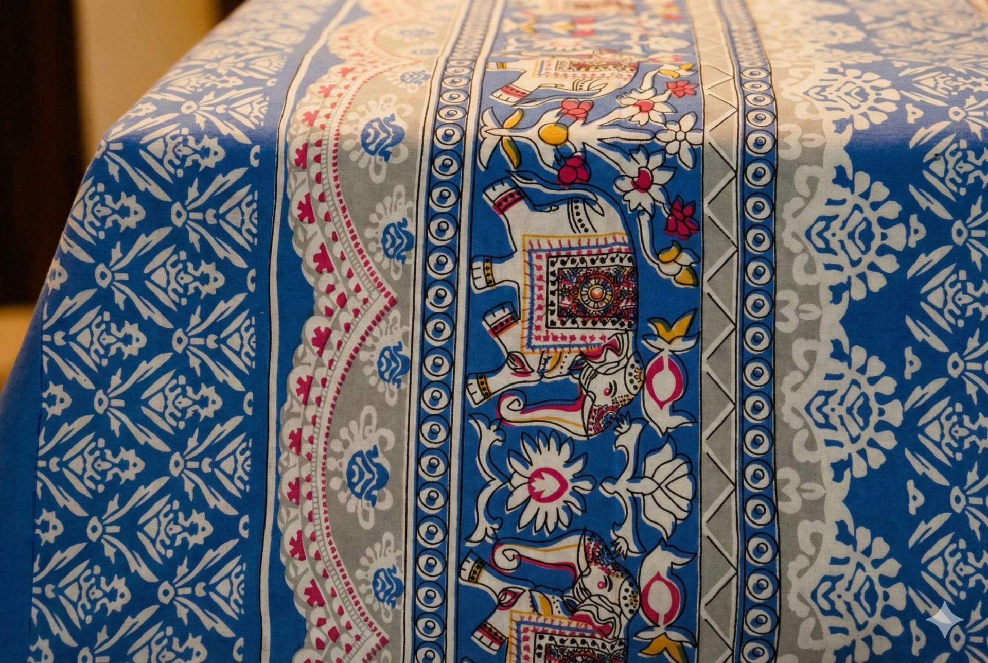 Bedsheet with Elephant & Floral Motifs – image 2
