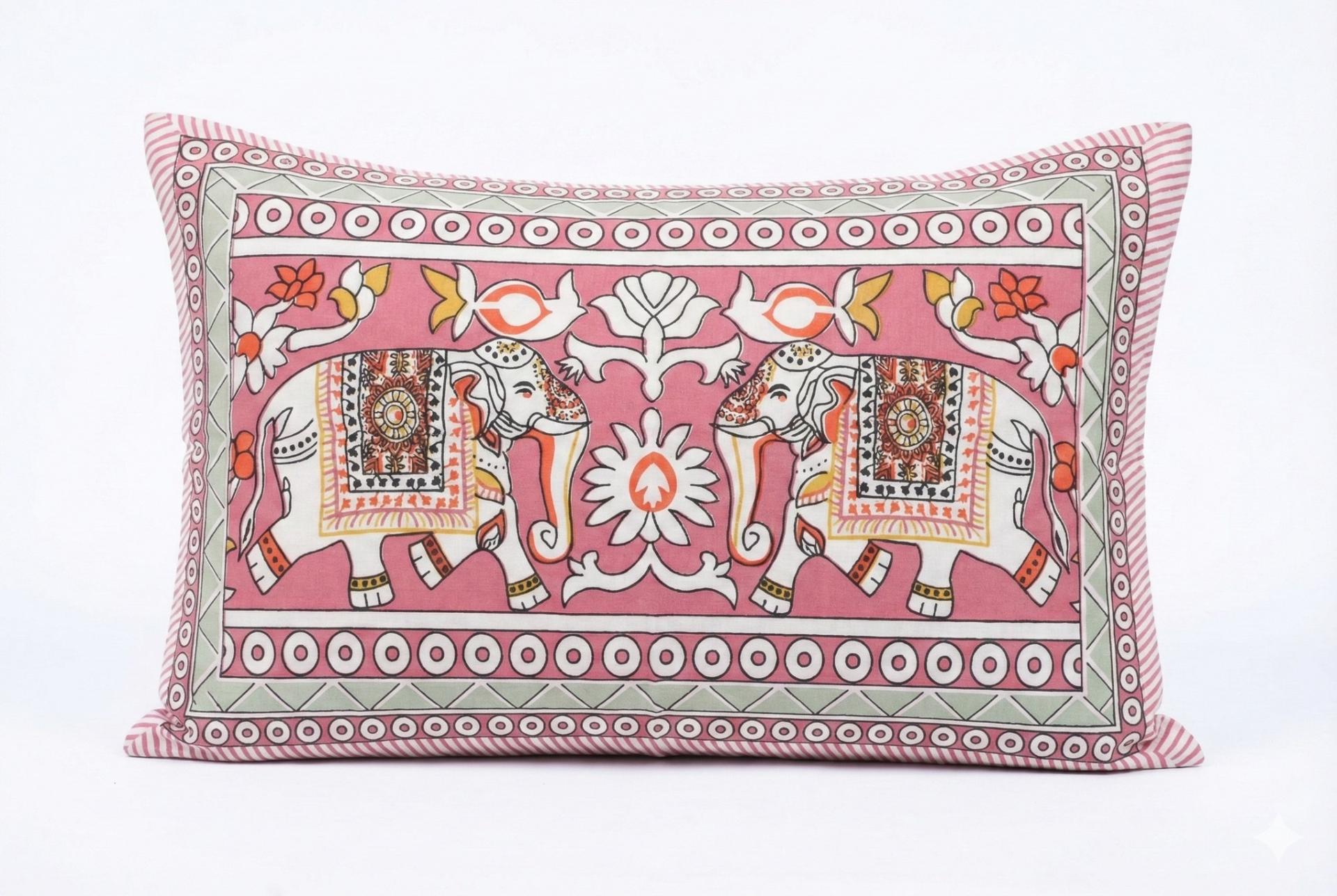 Bedsheet with Elephant & Floral Motifs – image 1