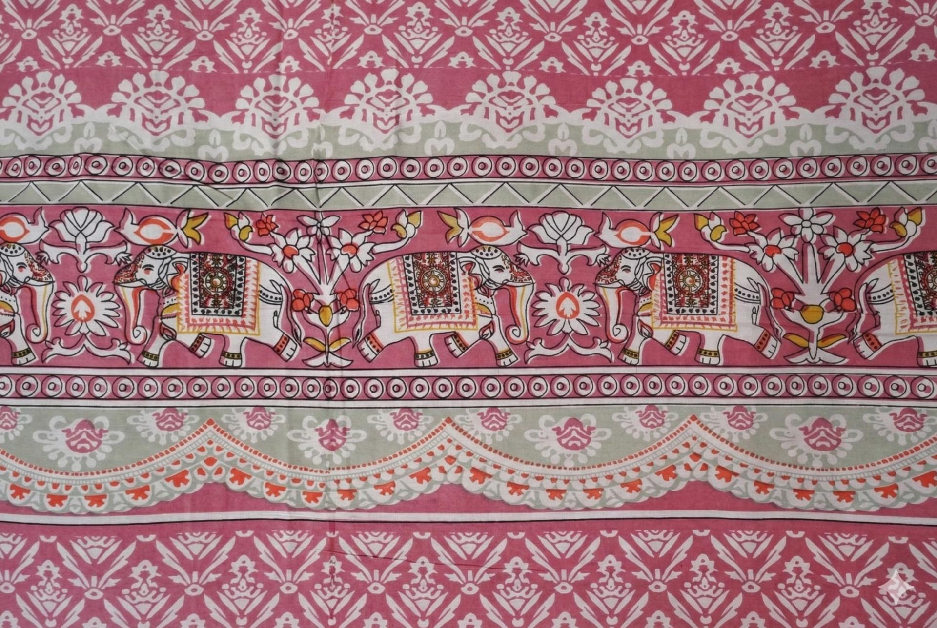 Bedsheet with Elephant & Floral Motifs – image 2