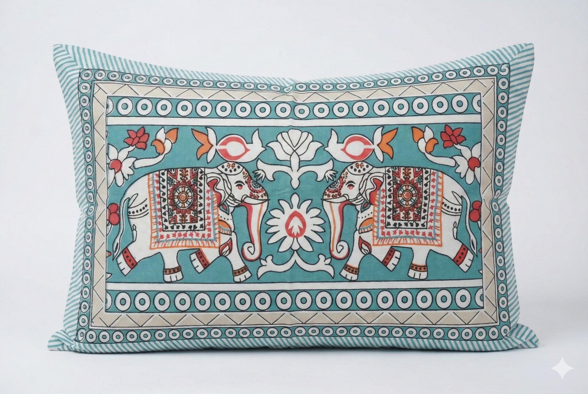 Bedsheet with Elephant & Floral Motifs – image 1