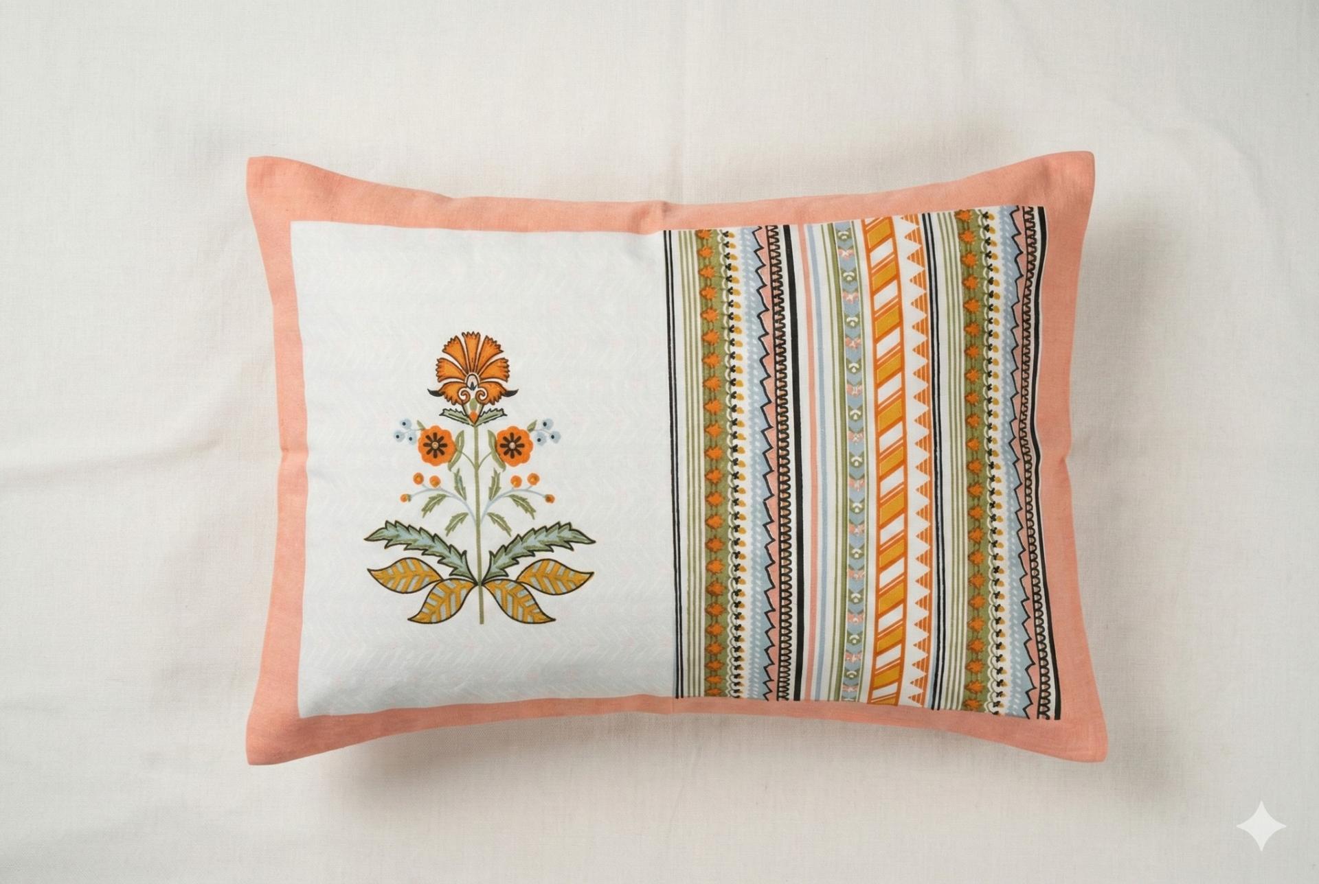 Bedsheet with Floral and Striped Design – image 1