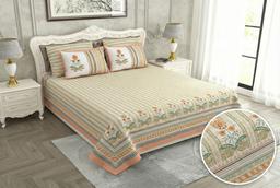 Bedsheet with Floral and Striped Design – view 3