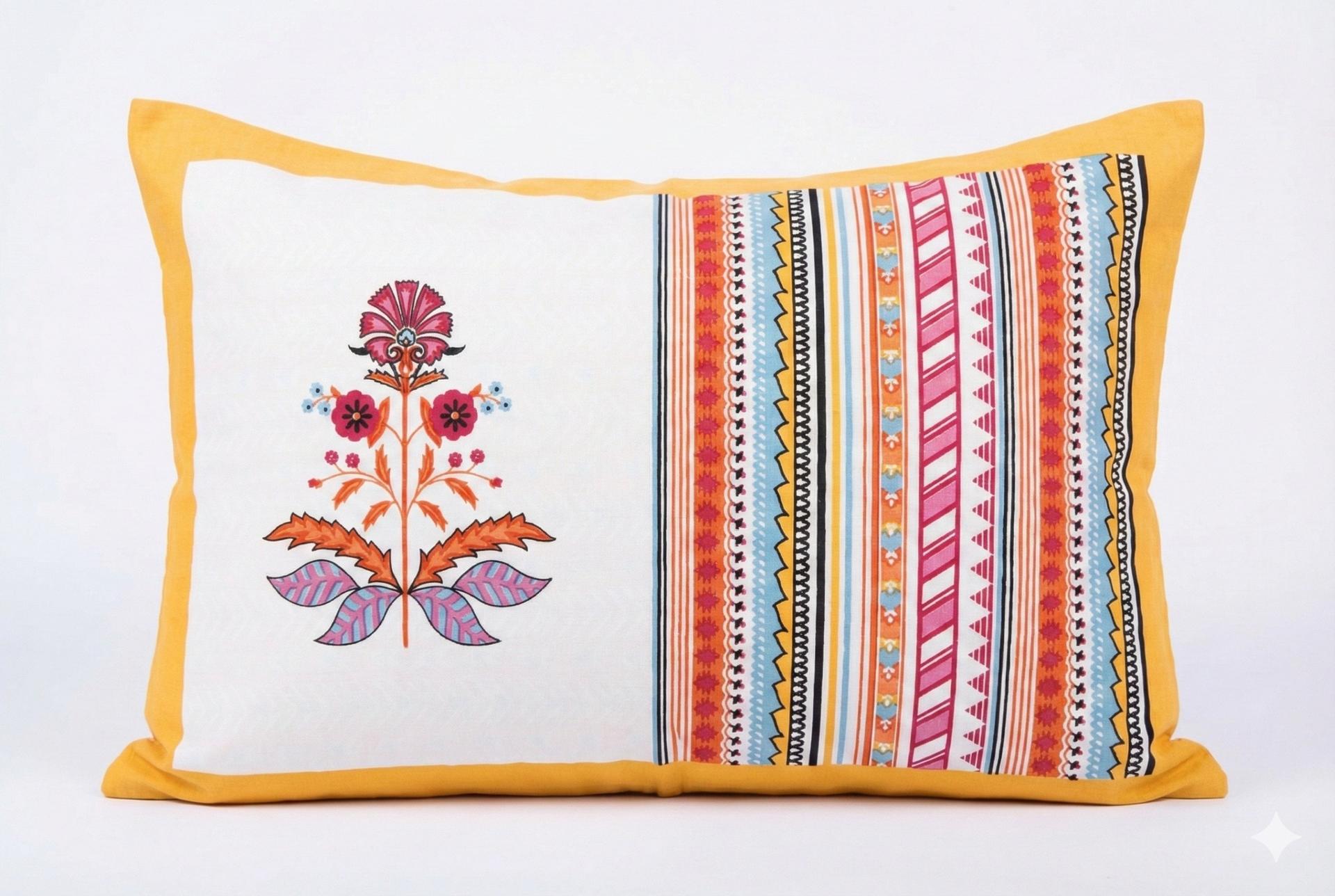 Bedsheet with Floral and Striped Design – image 1