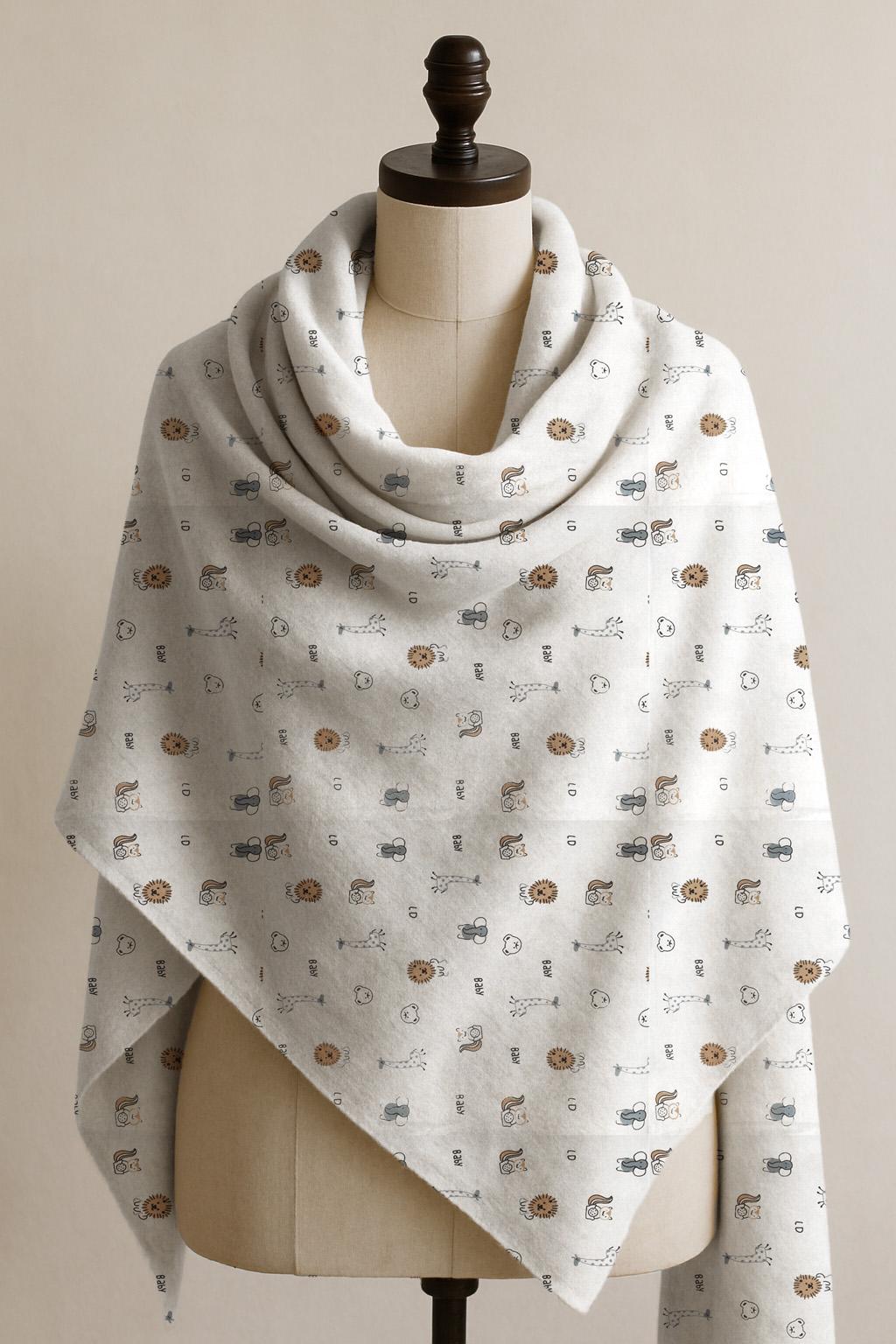 Printed Cotton Shawl With Animals