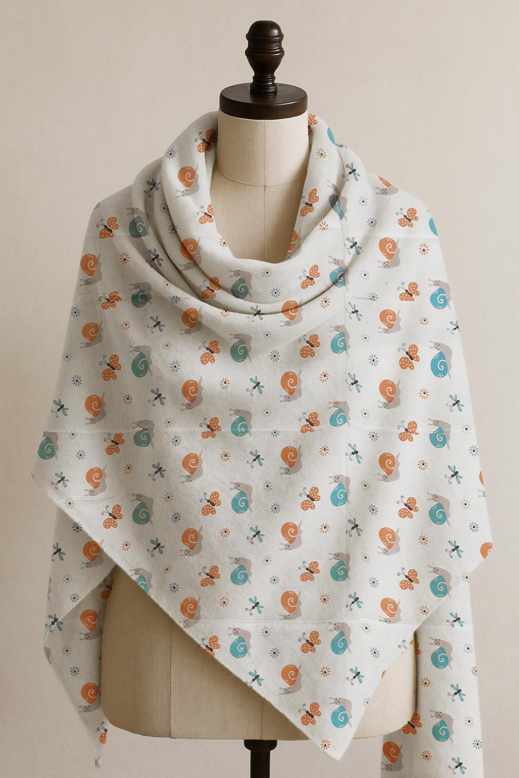 Printed Cotton Shawl With Butterfly