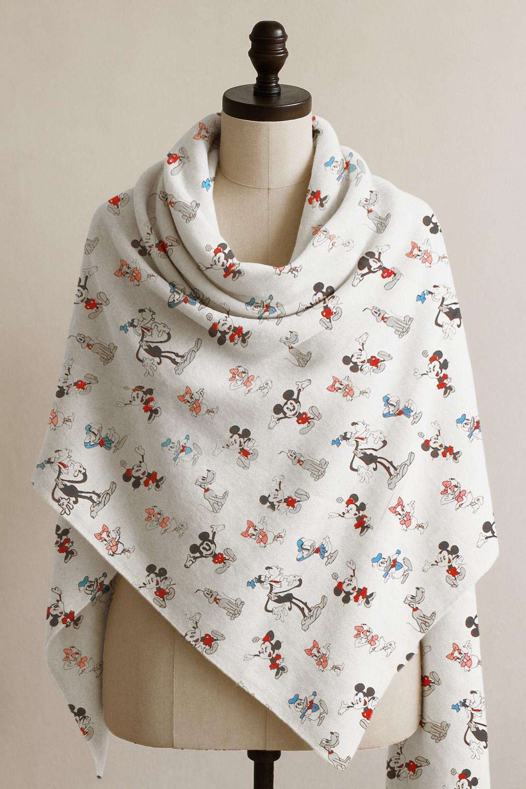 Printed Cotton Shawl With Mickey