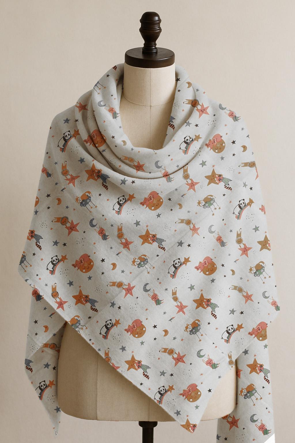 Printed Cotton Shawl With Panda