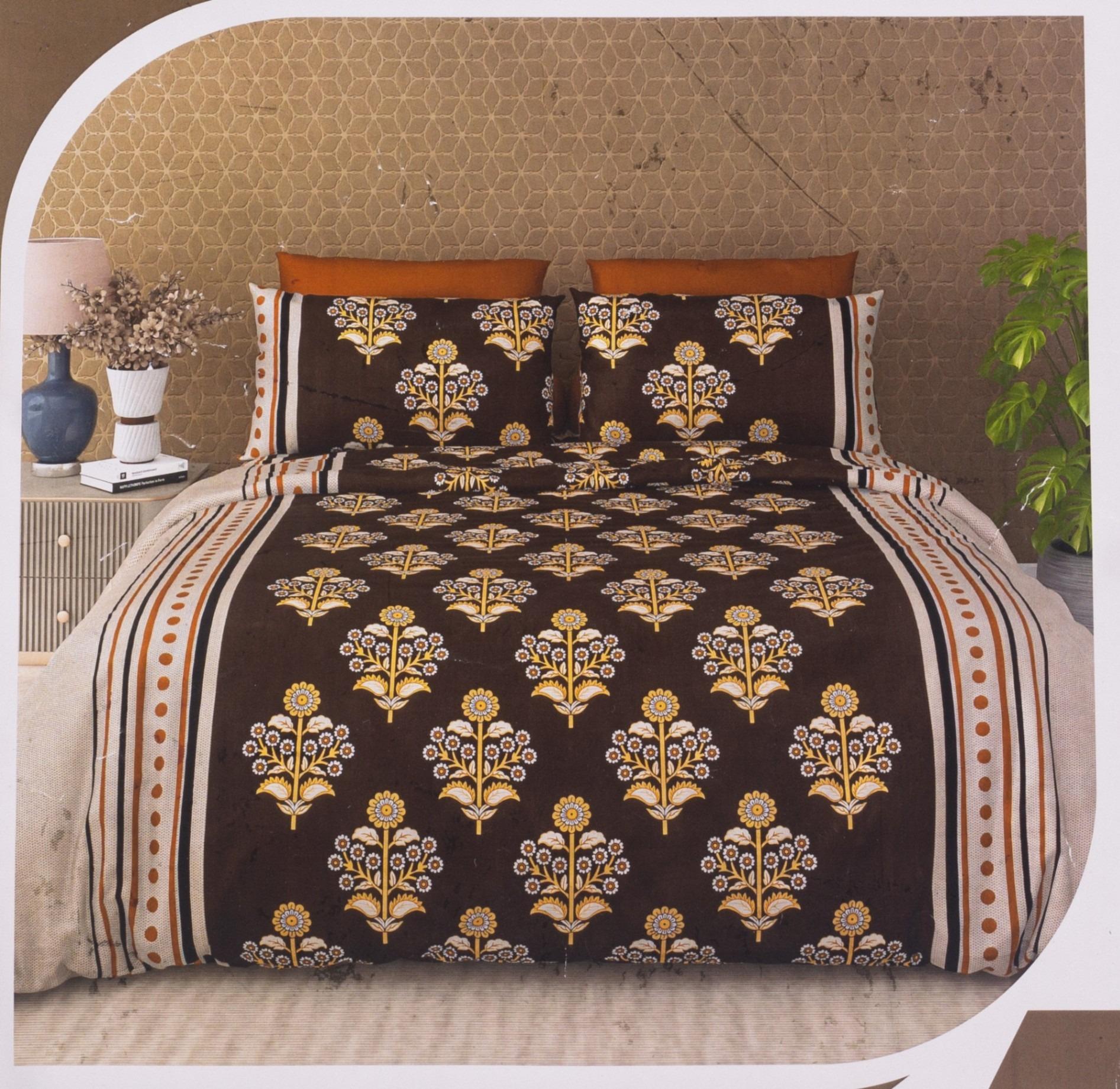 Heritage Floral Brown Cotton Bedsheet
