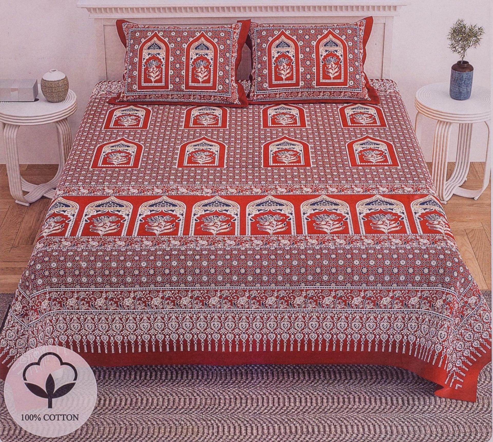 Floral Arch Print King Size Cotton Bedsheet – image 0