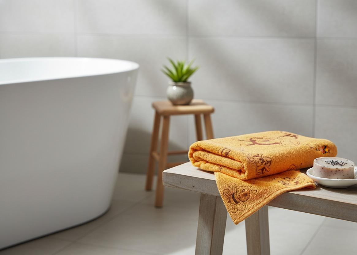 Yellow Cartoon Bee Design Baby Bath Towel – image 1