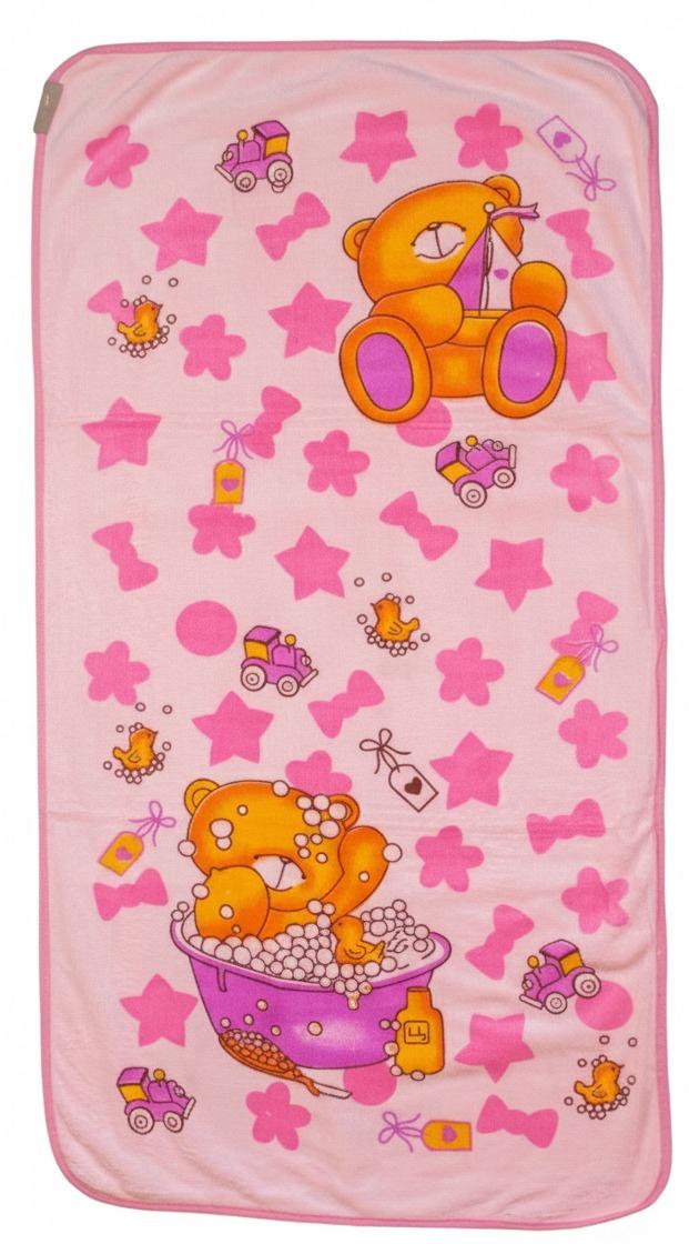 Soft Pink Cartoon Print Baby Bath Towel  – image 1
