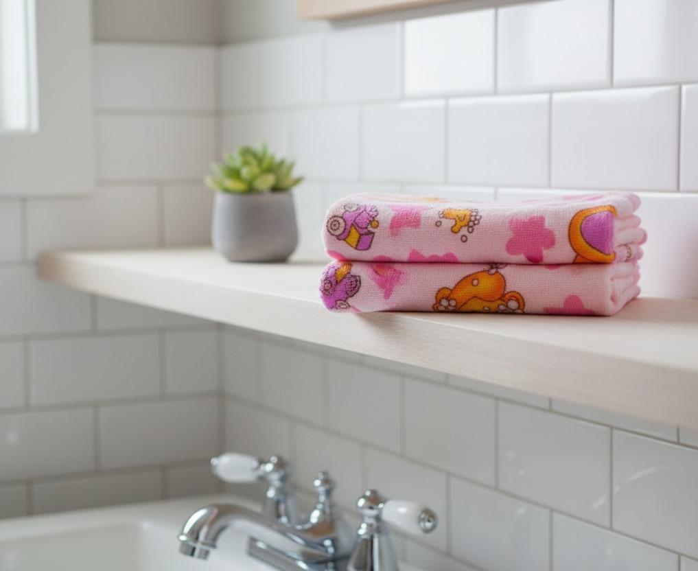 Soft Pink Cartoon Print Baby Bath Towel  – image 2