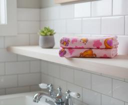 Soft Pink Cartoon Print Baby Bath Towel  – view 2