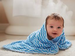 Soft Blue Zigzag Pattern Baby Bath Towel – view 0