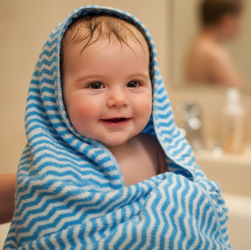 Soft Blue Zigzag Pattern Baby Bath Towel – image 1