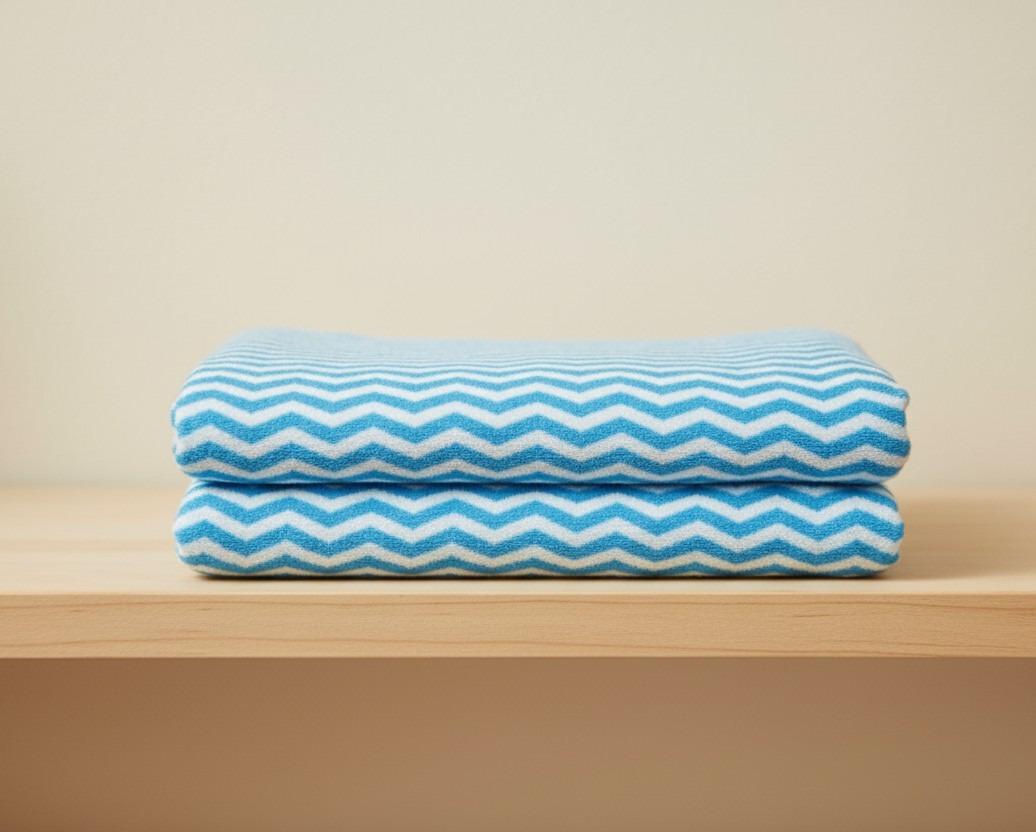 Soft Blue Zigzag Pattern Baby Bath Towel – image 3