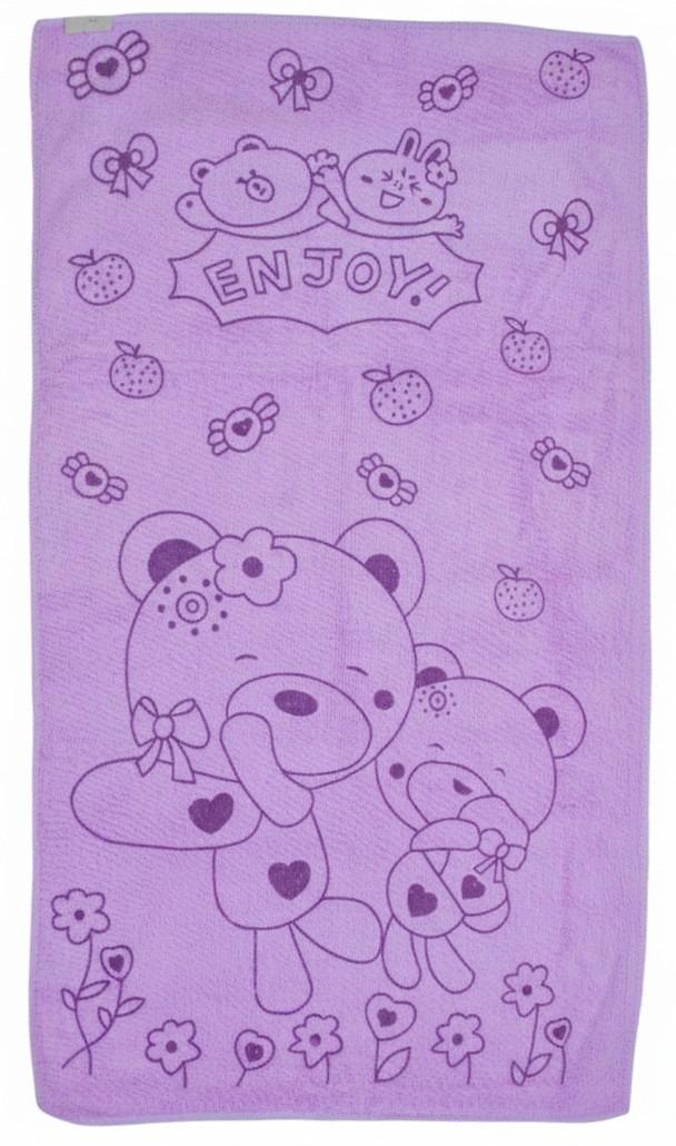 Purple Cartoon Print Soft Baby Bath Towel – image 2
