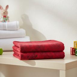 Soft Red Floral Print Baby Bath Towel – view 1