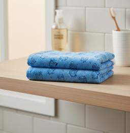 Soft Blue Cartoon Owl Print Baby Bath Towel – view 1