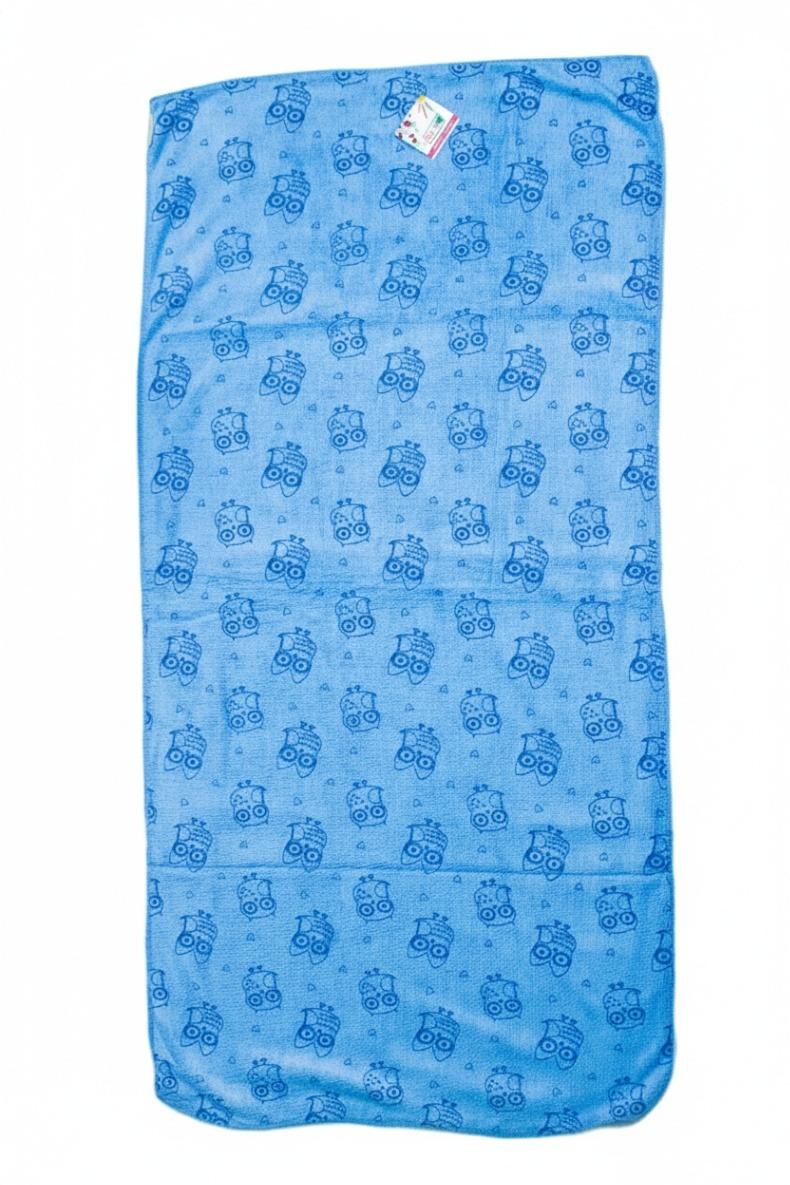 Soft Blue Cartoon Owl Print Baby Bath Towel – image 2