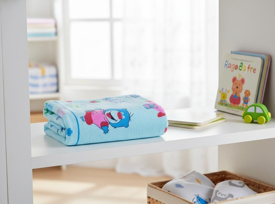 Blue Happy Tunny Cartoon Baby Bath Towel – image 1