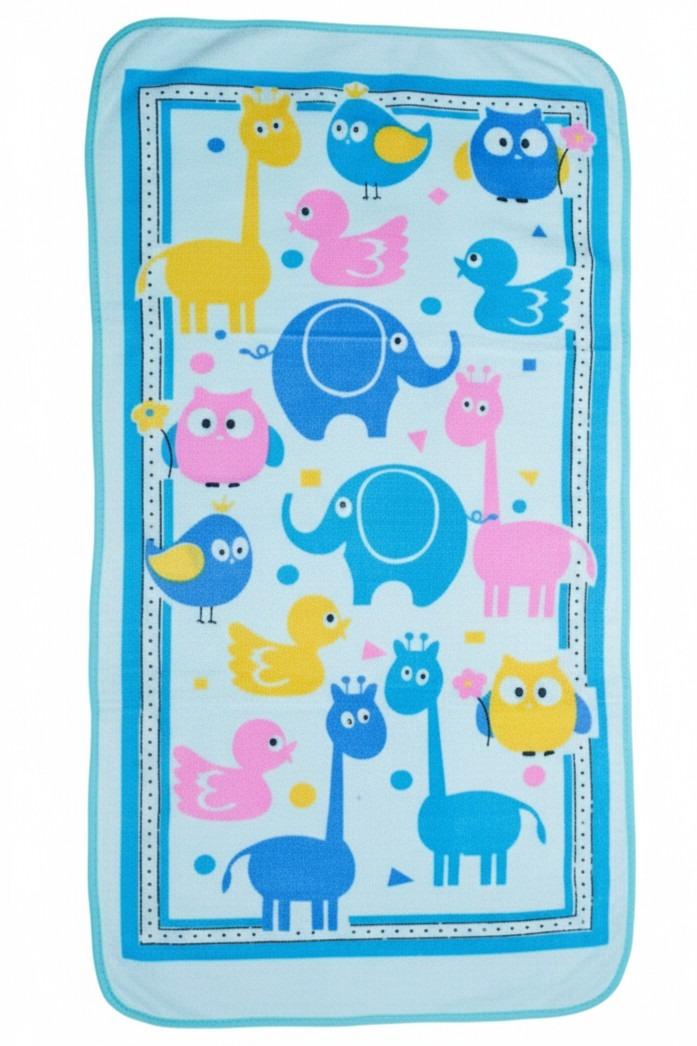Blue Animal Safari Cartoon Print Baby Bath Towel – image 2