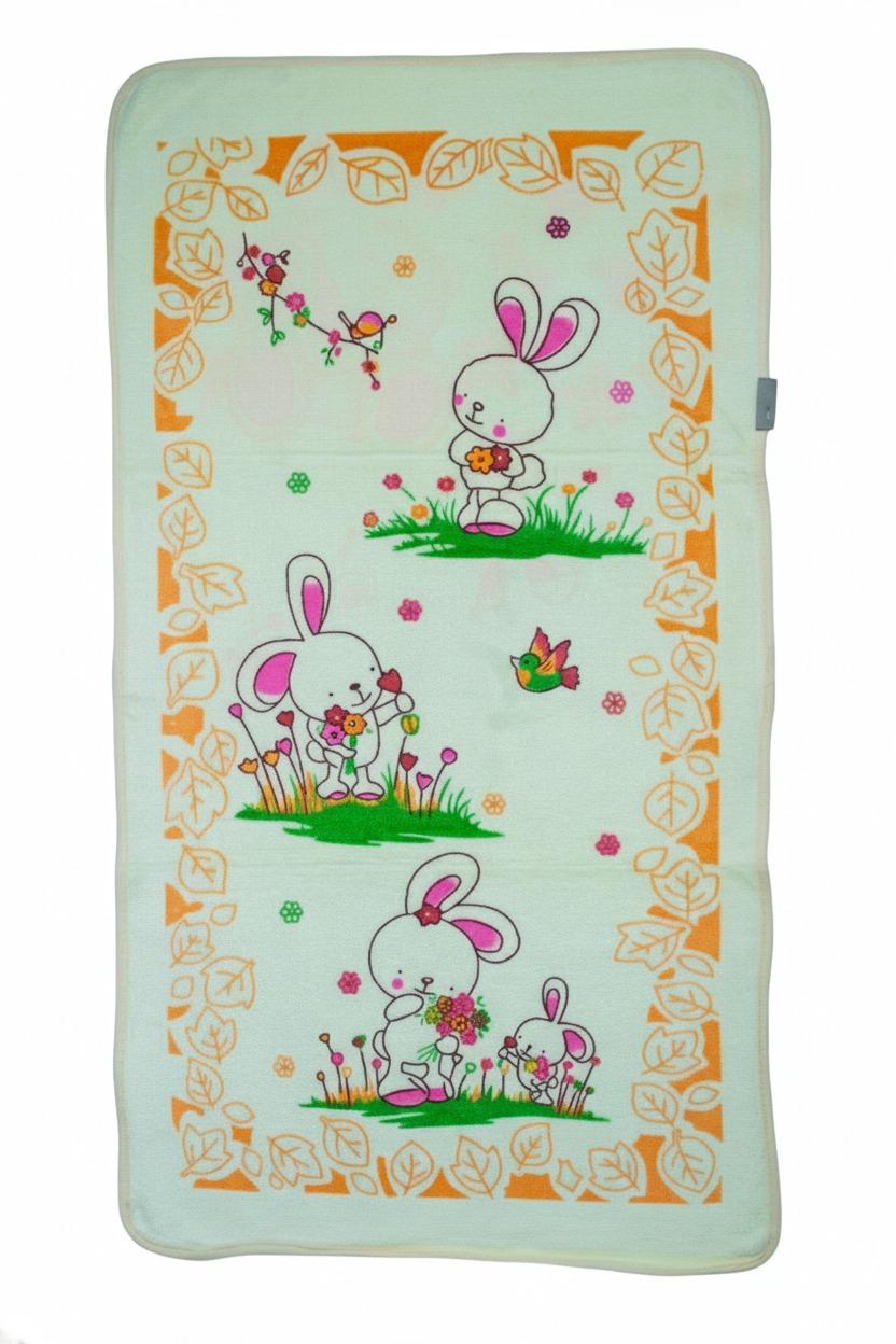 Cute Bunny and Bird Garden Print Baby Bath Towel – image 2