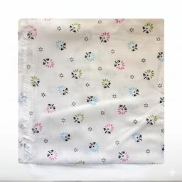 Printed Cotton Shawl With Flowers – White Kaibee (photo 2 of 2) – KaiBee