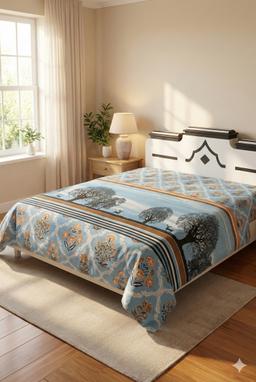 Bedsheet with Tree Silhouette & Floral Print – view 0