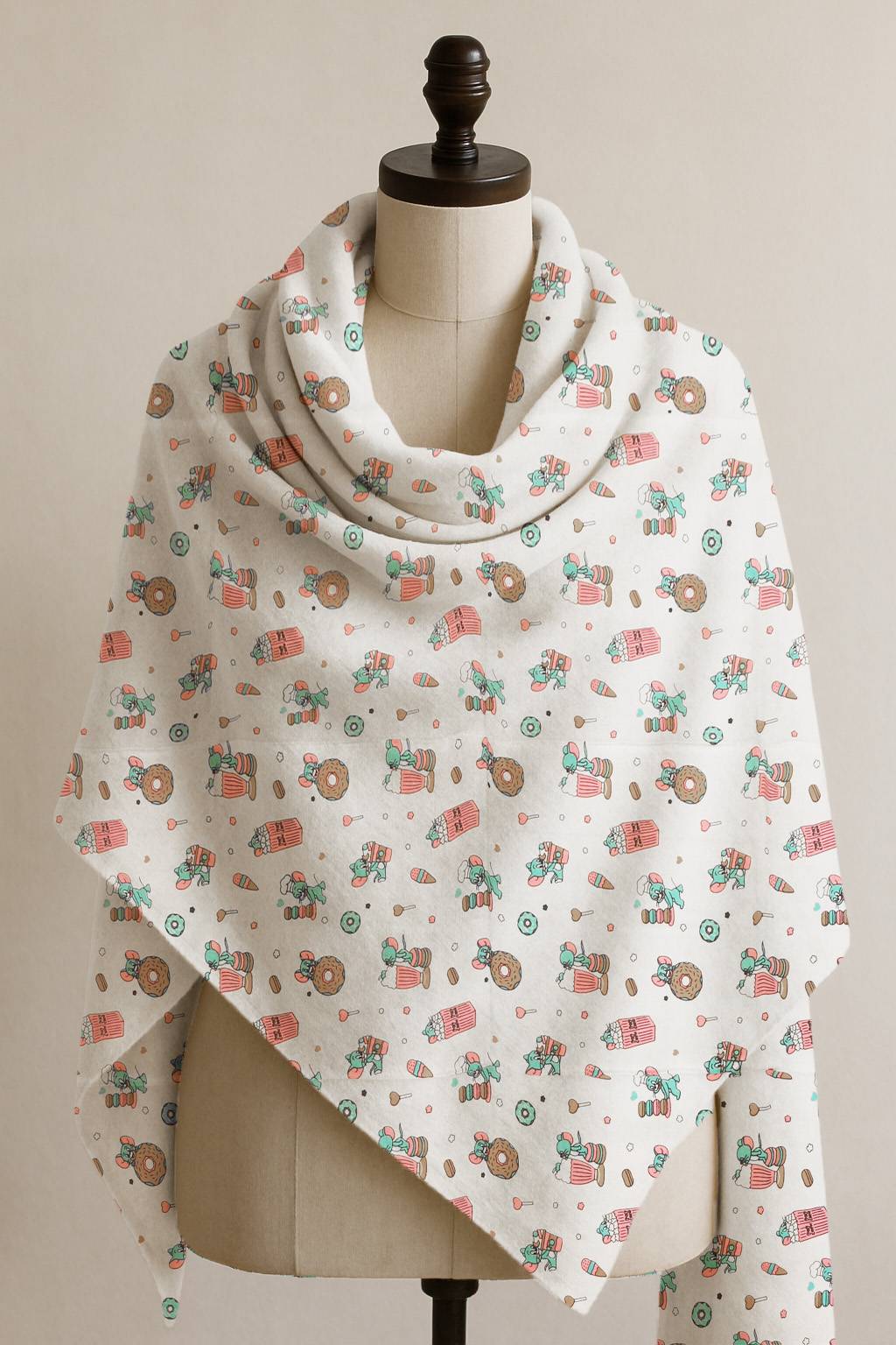 Printed Cotton Shawl With Jerry – White Kaibee (photo 1 of 2) – KaiBee