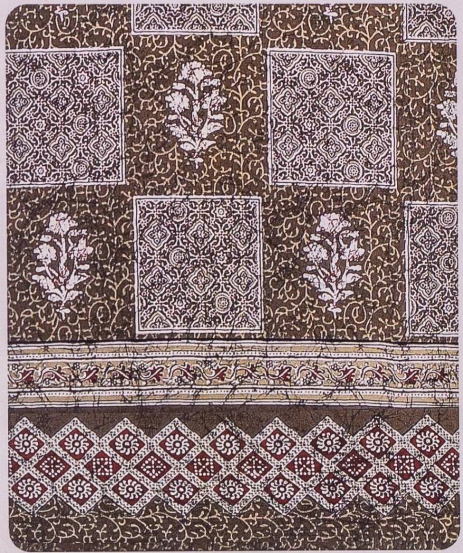 Beige Checkered Floral Print Cotton King Size Bedsheet – Beige Kaibee (photo 2 of 2) – KaiBee