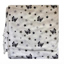 Printed Cotton Shawl With Butterflies – White Kaibee (photo 2 of 2) – KaiBee